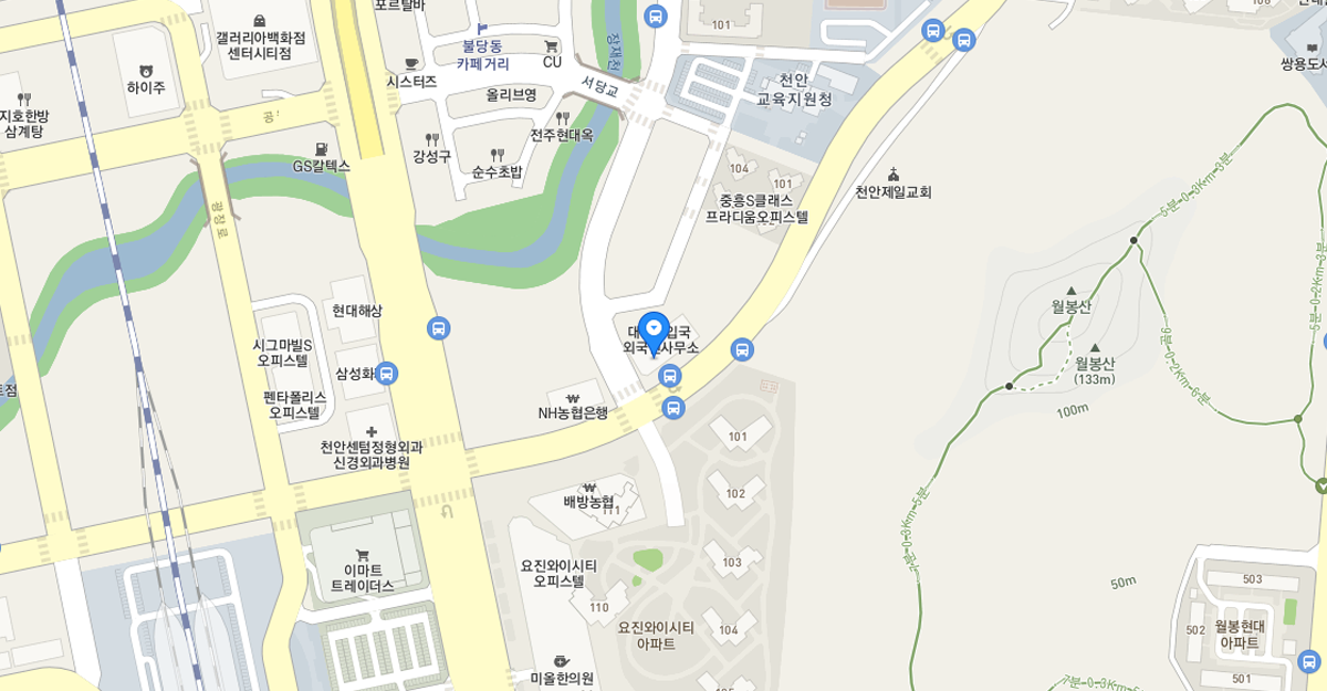 주소 : 충청남도 천안시 서북구 광장로 215 (불당동1418) 충남경제종합지원센터 9층