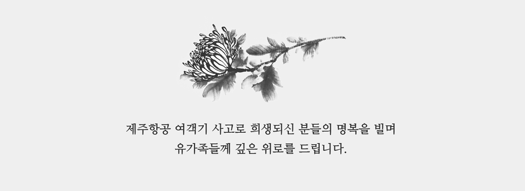 제주항공 여객기 사고로 희생되신 분들의 명복을 빌며 유가족들께 깊은 위로를 드립니다.